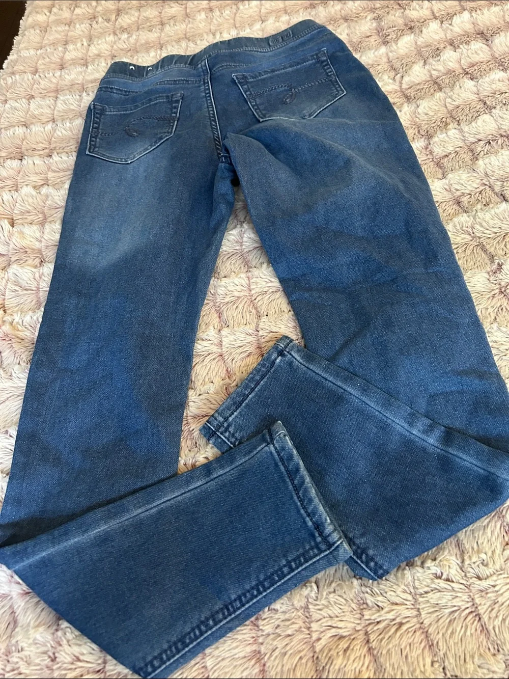 Justice Girls Dark Blue Skinny Jeans with Sequin Patch Details size 12